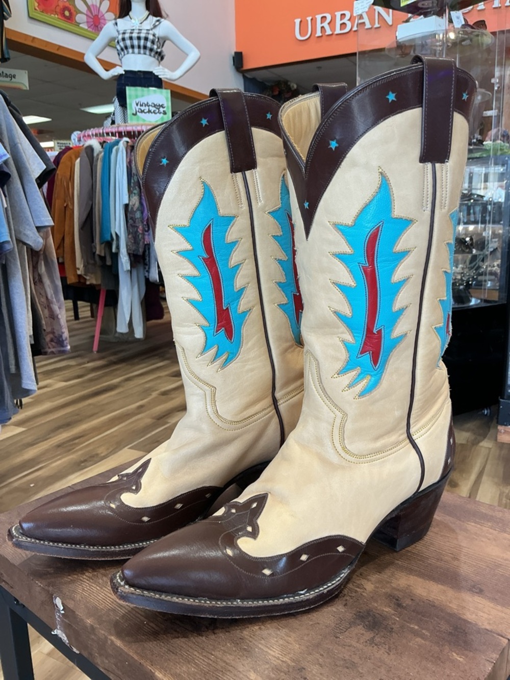 Rocketbuster Multicolor Cowboy Boots with Leather Embellishments - Picture 4 of 6